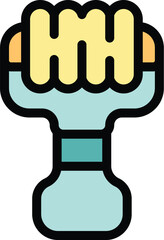 Poster - Baby rattle toy with handle holding colorful balls icon
