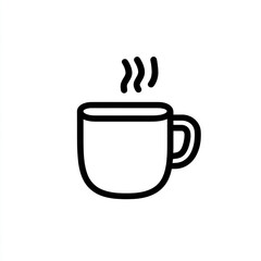 Coffee cup icon vector: A simple and elegant outline of a coffee cup, perfect for design elements or branding. Clean lines and classic design.