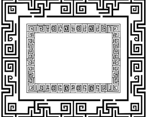 Poster - Classic Greek Key Pattern Line Frames Set on Clean White Background with Copy Space
