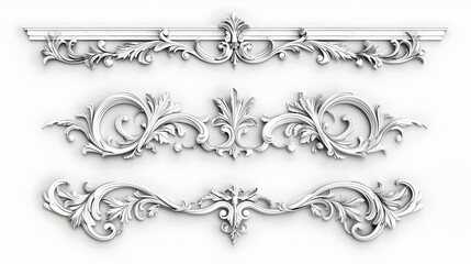 Sticker - Set of Classic Scrolling Line Frames with Baroque Inspired Decorative Elements