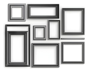 Poster - Minimalist Double Border Line Frames with Gradient Depth and Dimension