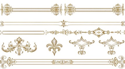 Poster - Classic Fleur de Lis Embellished Line Frames for Elegant Invitations or Formal Announcements