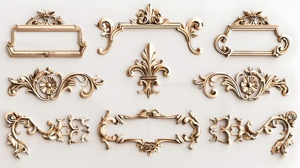 Poster - Exquisite Fleur de Lis Embellished Line Frames for Elegant Invitations and Formal Announcements
