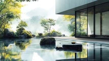 Sticker - Zen Garden Minimalist Architecture