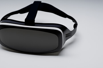 Man with glasses and a viar in white on a white . fun cyber technology concept. stylish virtual glasses in and white on a. stylish virtual reality character on a white with glasses lifestyle in.