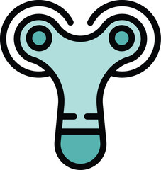 Poster - Minimalist illustration of a hand spinner toy rotating and balancing on a narrow base, a popular fidget toy for stress relief and focus