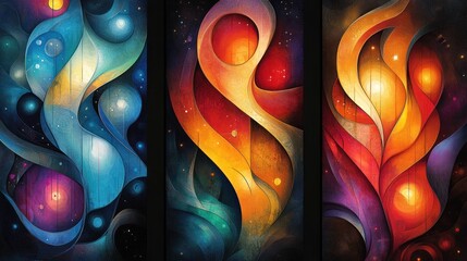 Poster - Abstract Cosmic Triptych