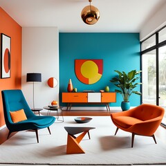 midcentury scandinavian interior design of a modern living room
