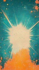 Aufkleber - Abstract vibrant splash with orange and turquoise colors, creating a lively and artistic background.