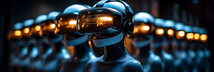 Fototapete - Unsettling AI-driven virtual reality simulations that can control and manipulate human thoughts,emotions,and actions.
