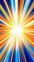Poster - Vibrant explosion of colors with rays of light radiating outward on a vivid backdrop.
