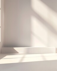 Poster - minimalist white backdrop with soft shadows for product presentation and display concepts