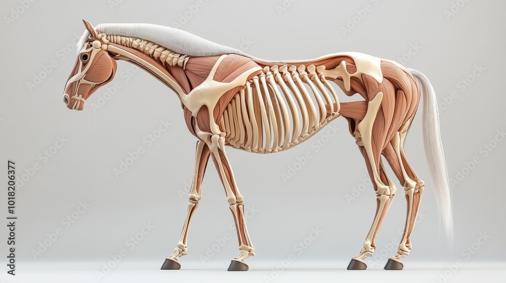 Equine Skeletal Anatomy Featuring Horse Bone Structure Stock ...