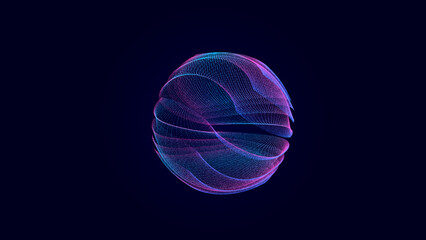 Fototapete - Abstract twisted, cosmic wormhole. Technology background. Data network. 3D rendering.