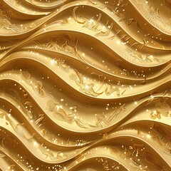 Sunny Gold Sand Seamless Pattern, Golden Dunes Background, Luxury Wavy Texture, Sand Dune Waves