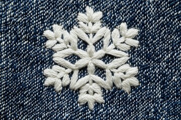 Christmas snowflake decoration on dark denim background. The concept of preparing for the holidays is presented.