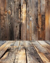 Poster - Warm Wood Grain Backdrop for Rustic Product Presentations with Organic Variations and Empty Copy Space