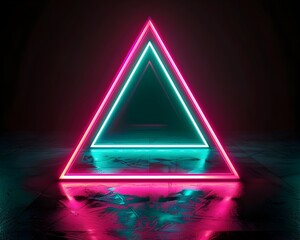 Poster - Neon Triangle Pattern in Vibrant Synthwave Inspired Aesthetic