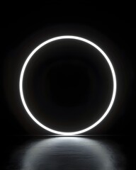 Poster - glowing neon circle on black for clean modern display concept