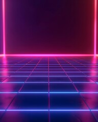 Wall Mural - Vibrant Neon Grid in Retro Inspired Hues with Captivating Copy Space