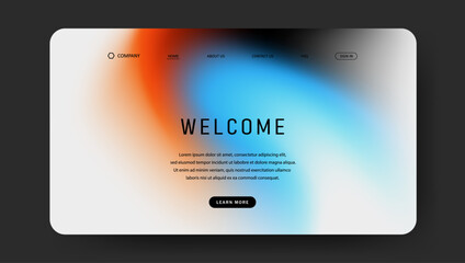 Abstract wave futuristic design of landing page. retro gradient mesh website design