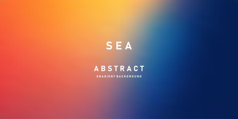 Aufkleber - Abstract Sea background. Deep Blue, orange and red color vector banner. Pastel gradient  pattern. Blurred light fuzz colorful gradient background. Vector soft horizontal backdrop