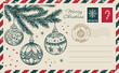 © oldesign - Christmas mail, postcard, hand drawn illustration.