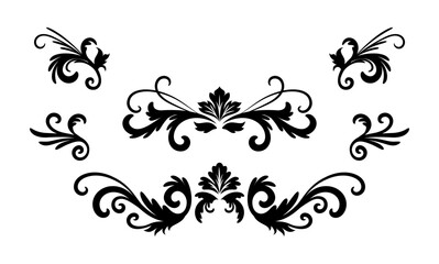 Wall Mural - Vintage ornament collection with black style