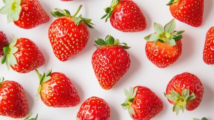 Wall Mural - Fresh strawberries flat lay for spring design and digital media