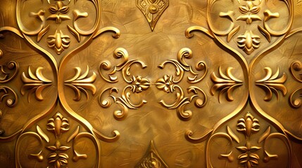 Elegant gold wall texture: An artistic representation of a gold shiny wall with intricate abstract patterns