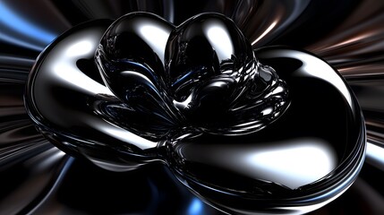 Abstract Black and White 3D Shiny Fluid Shapes