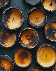 Poster - Closeup of a collection of burnt candles