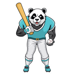 Canvas Print - baseball mascot panda vector illustration baseball character design