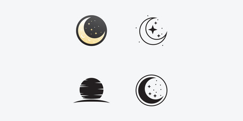 Canvas Print - Set of Moon logo design template. Crescent moon logo.