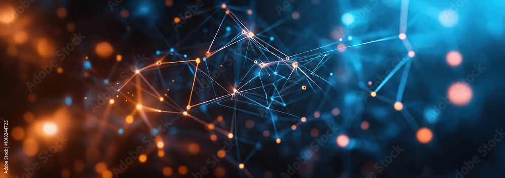 Neural network artificial intelligence tech low poly abstract ...