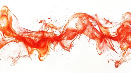 Poster - Bright red flames flickering dynamically, isolated against a white background, creating energetic fire patterns