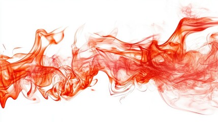 Poster - Bright red flames flickering dynamically, isolated against a white background, creating energetic fire patterns