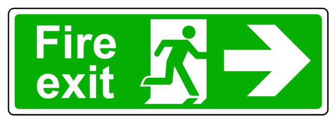 fire exit right sign