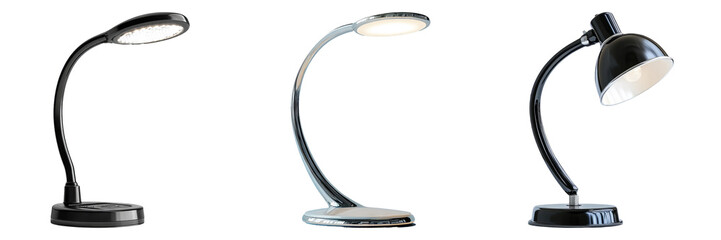 Modern desk lamp isolated on transparent PNG background image perfect for home decor illustrations or lighting designs