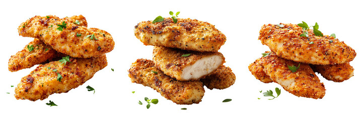 Crispy fried chicken isolated on transparent PNG background image perfect for food-themed illustrations or fast food designs