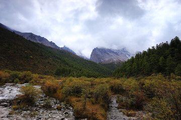 Snow-capped mountains and scenery in Tibet, China