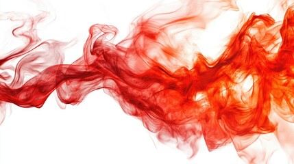 Poster - Dynamic red flames dancing in motion, isolated on a white background with glowing, sharp firelines