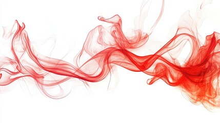 Poster - Dynamic red flames dancing in motion, isolated on a white background with glowing, sharp firelines
