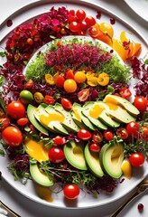 Sticker - colorful ingredients artfully arranged culinary plate capturing creativity freshness visual appeal, dish, chef, arrangement, vegetable, fruit, herb