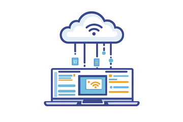 An icon of a cloud network typically features a cloud shape with interconnected lines or nodes extending from or within it, symbolizing data flow and connections between various devices or servers in 