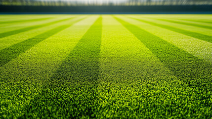 Green field in soccer stadium. Ready for game background or banner  