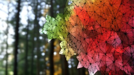Abstract Geometric Pattern with Blurred Forest Background