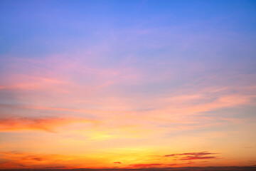 Beautiful , luxury soft gradient orange gold clouds and sunlight on the blue sky perfect for the background, take in everning,Twilight, Large size, high definition landscape photo