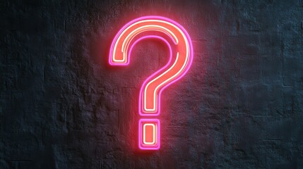 Canvas Print - neon question mark innovation, a vibrant glowing question mark against a textured backdrop, symboliz