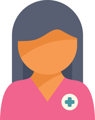 Poster - Female nurse character wearing pink uniform with cross symbol showing medical profession